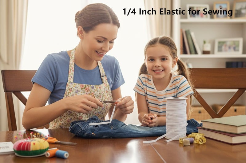 I-MART Elastic for Sewing 1/4 Inch Elastic Band 70 Yards White Elastic Cord Heavy Stretch Knit Elastic Spool Elastico para Costura Waistband Neckline Craft Supplies, White - Image 4